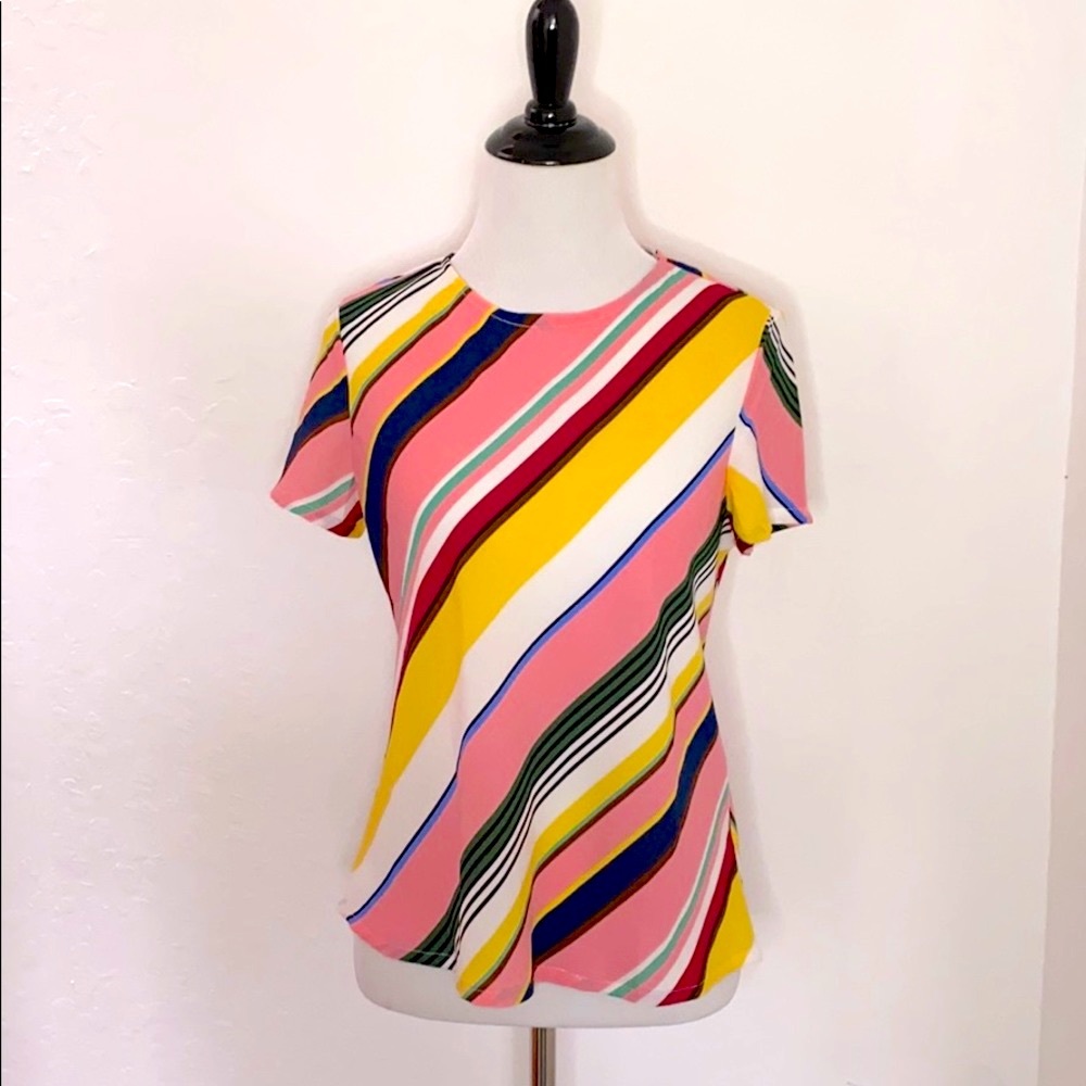 Rainbow Pink boarder Blouse Cute